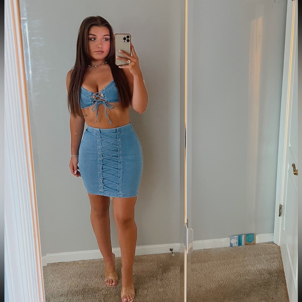Denim 2 piece outfit